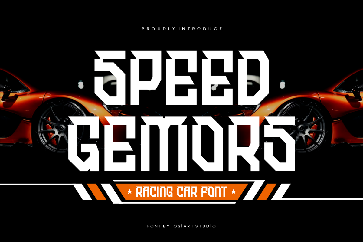 Speed Gemors - Racing Car Font, a Sans Serif Font by Iqsiart Studio (Photo 1 of 7)