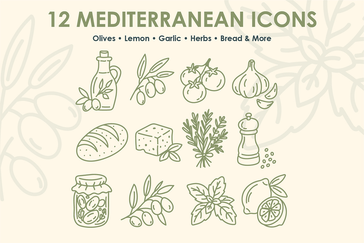 Mediterranean Food Doodle Set, a Food Illustration by OREHOVKA (Photo 2 of 5)