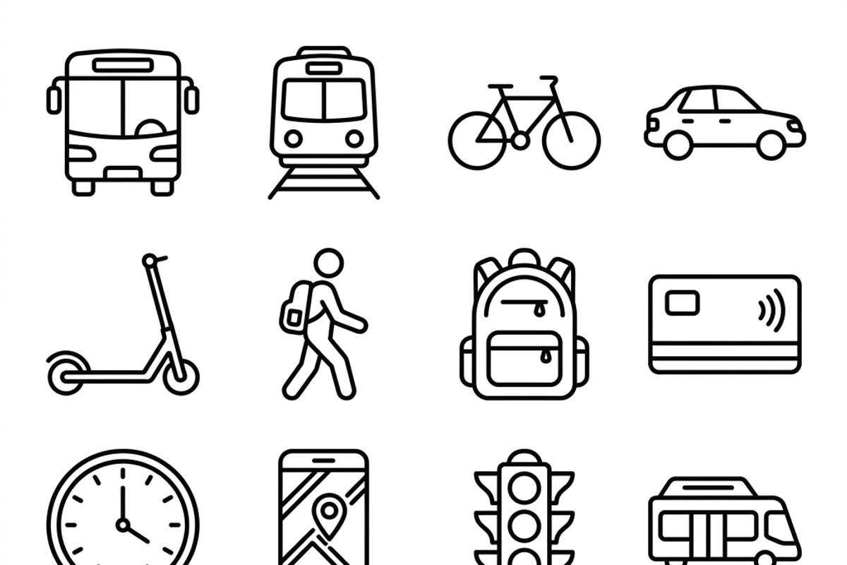 43 Daily Commuting Icon Set, an Outline Icon by adenpinkstore (Photo 1 of 10)