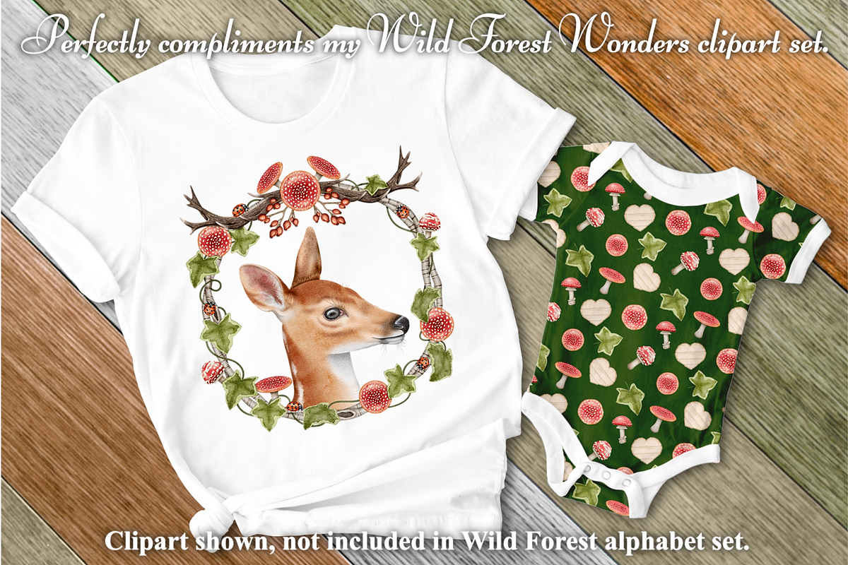 Wild Forest Alphabet Clipart set., a Decorative Illustration by Happy Sloth Graphics (Photo 7 of 9)