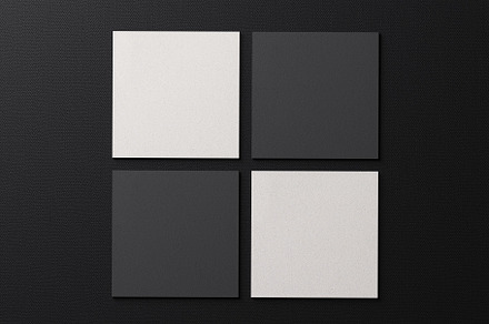 White square shape paper business card mockup on black modern fa, a Business Photo by Ministocker