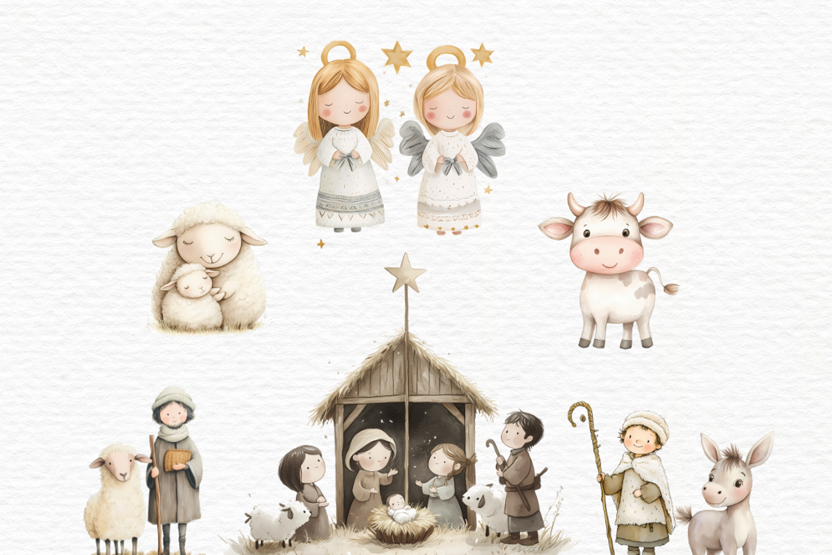 Nativity scene, watercolor clipart, a Seasonal Illustration by Invite to Clipart (Photo 4 of 5)