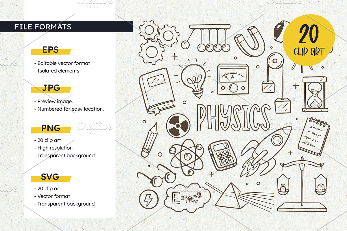 Science Doodles - Physics Clipart, an Education Illustration by insemar (Photo 2 of 4)