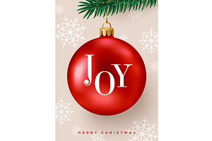 Christmas red bauble poster, an Object Illustration by kotoffei