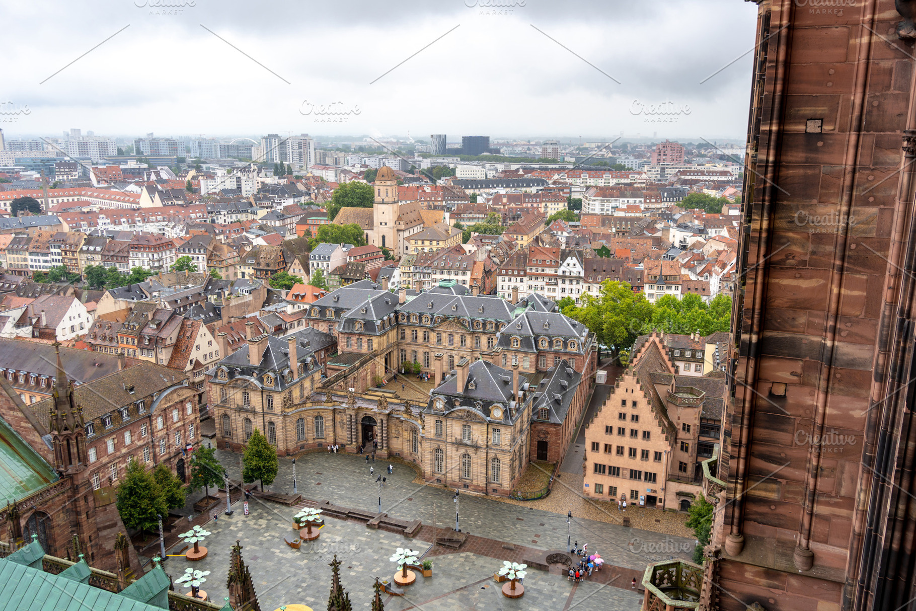 Strasbourg city view with Rohan Palace and cathedral square, Fra, an Architecture Photo by GoodGoods