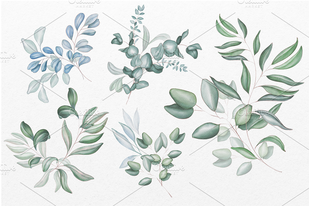 Greenery. Watercolor illustration, a Decorative Illustration by DamriNa art (Photo 10 of 11)