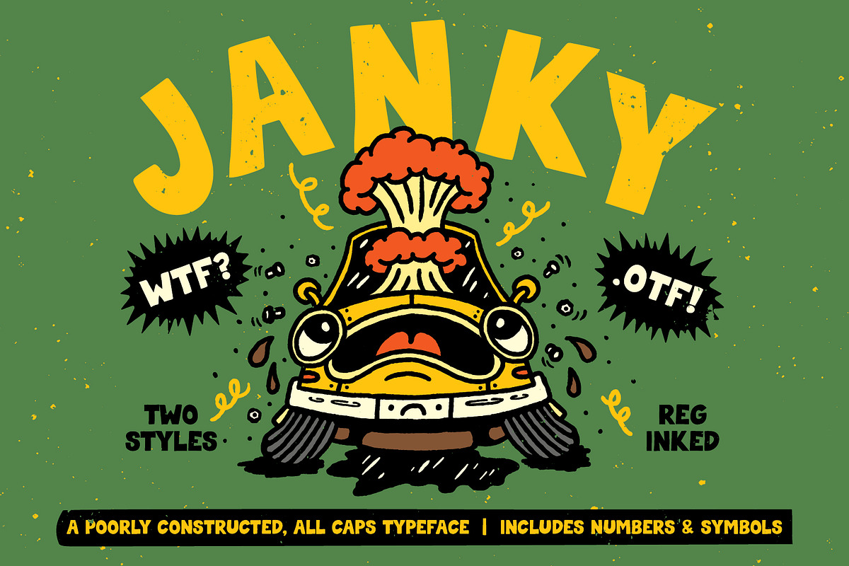 Janky Sans | Wonky All Caps Font, a Sans Serif Font by HeyAidan (Photo 1 of 6)