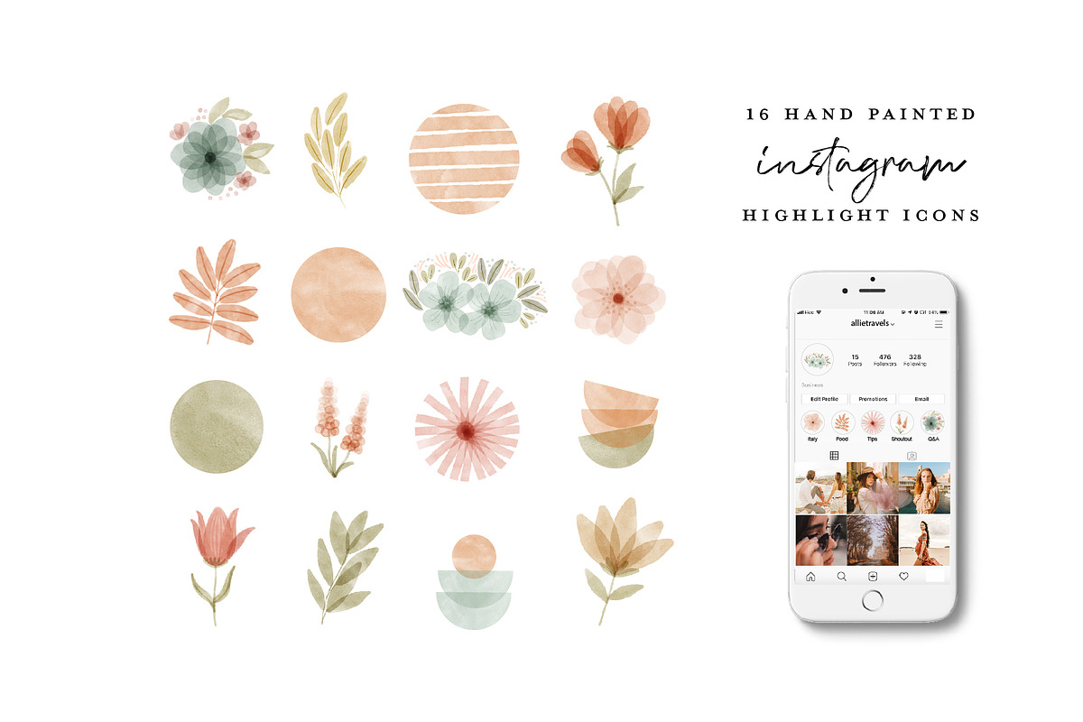 64 Watercolor Instagram Highlights, a Work Illustration by beatriceviyiwi (Photo 4 of 5)