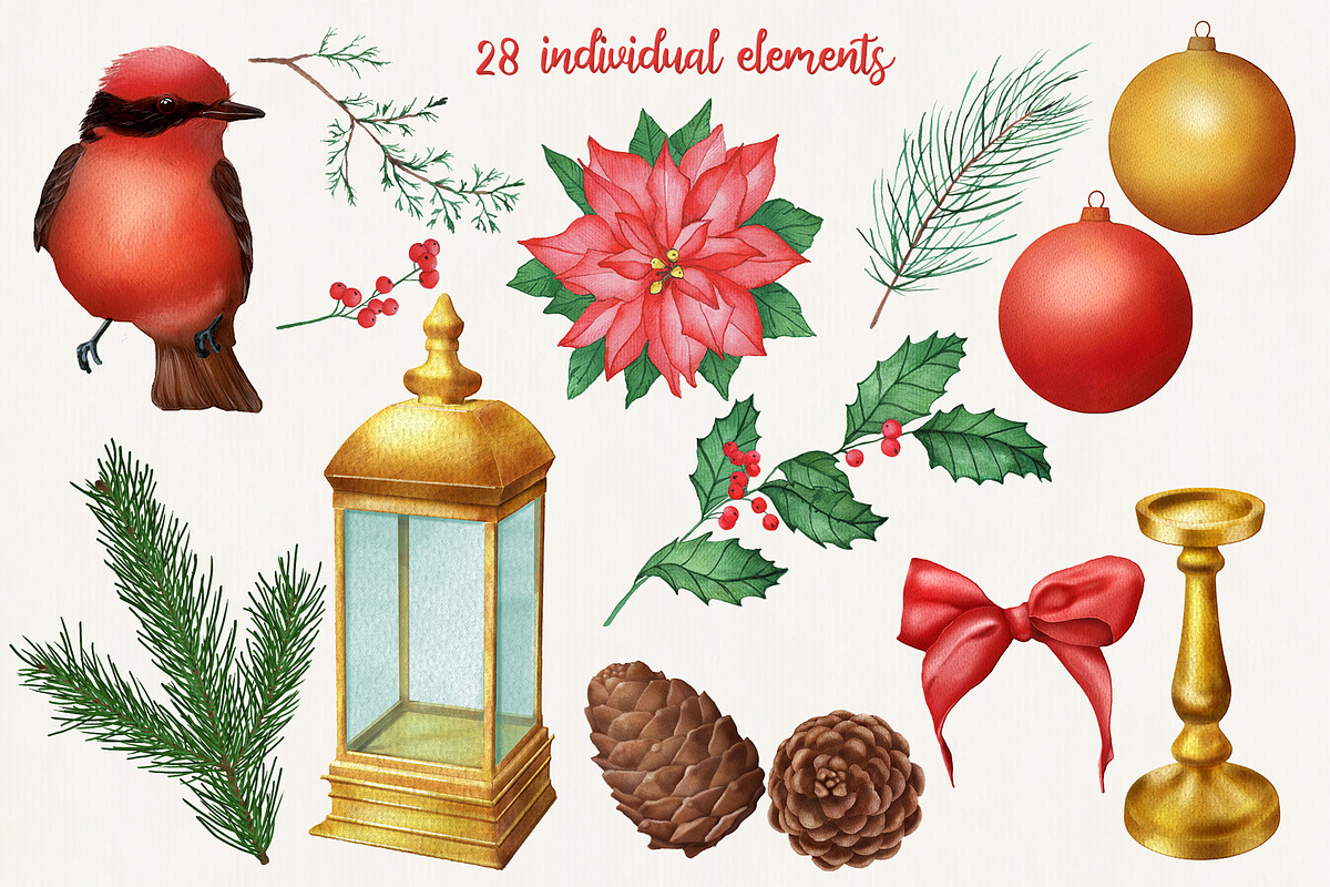 Christmas watercolor collection, a Seasonal Illustration by DamriNa art (Photo 7 of 9)
