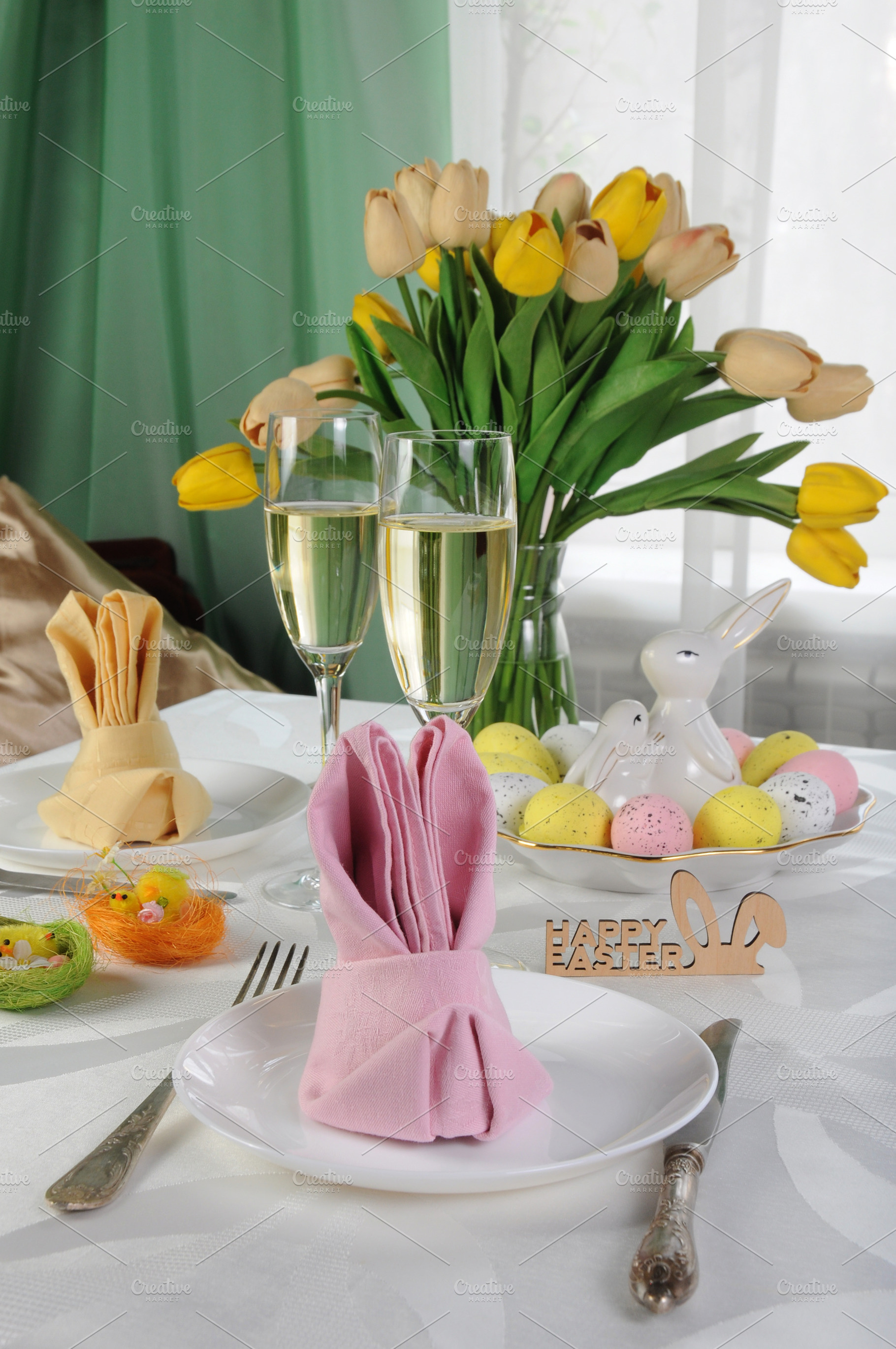Festive Easter table setting, a Holiday Photo by Apolonia