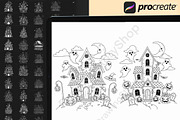 120 Procreate Halloween Castle Stamp, a Brush Add-On by DrawingStoryShop (Thumbnail 4 of 8)