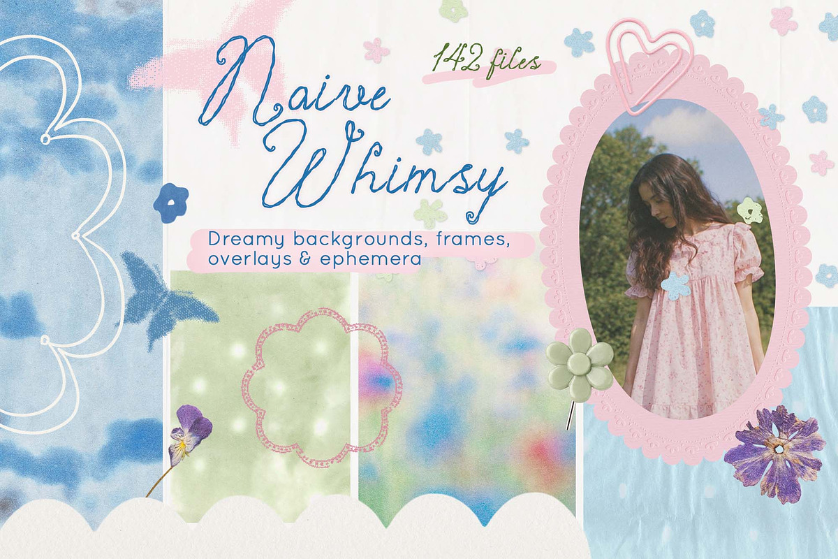 Naive Whimsy Dreamy Collage Kit, an Object Graphic by DigARTbyHavroshka (Photo 1 of 17)