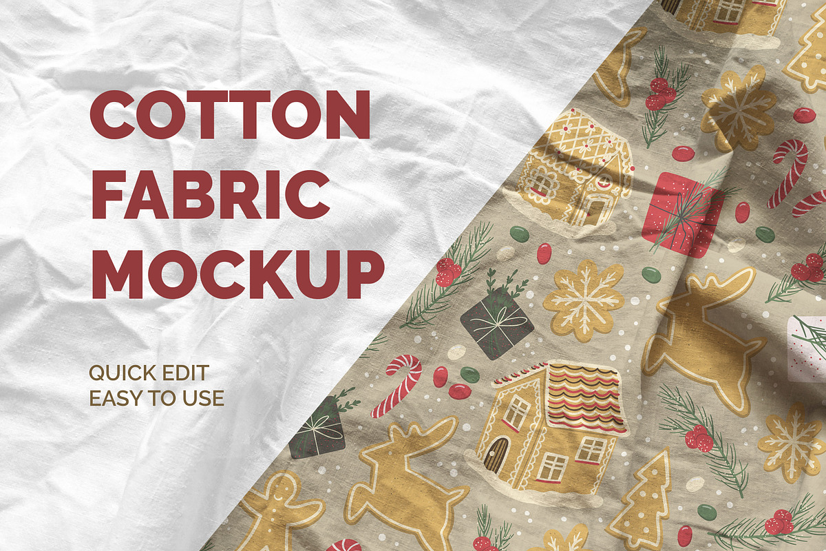 Cotton Fabric Mockup, a Print Template by helgascandinavus (Photo 1 of 7)