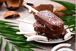 Coconut popsicles in chocolate glaze, a Food & Drink Photo by Yulia Furman