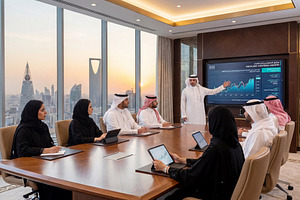 Saudi Businessman Working on Office