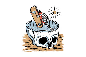 Hand drawing of skull skater, a Person Illustration by gunaonedesign