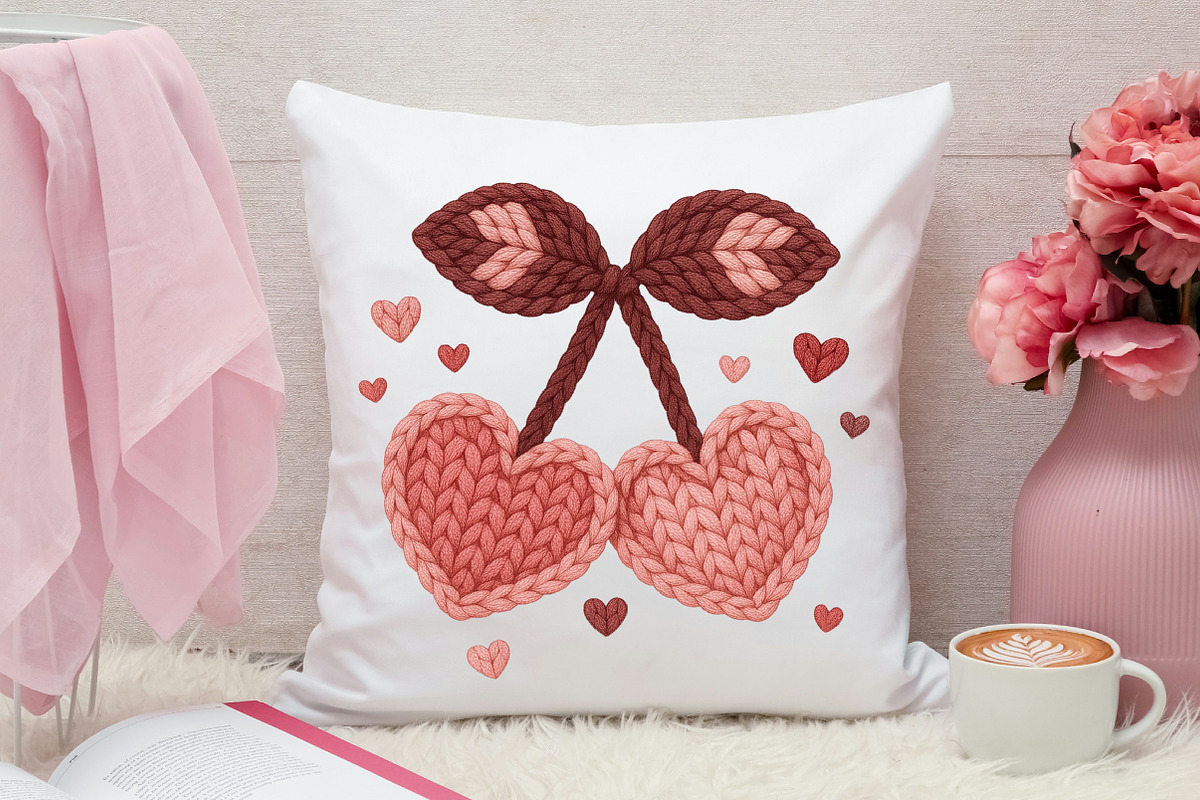 Faux Crochet Valentines Day Cherry, an Illustration by Canvas Craft (Photo 6 of 7)