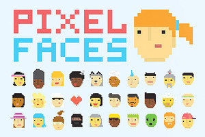 30 pixel art faces