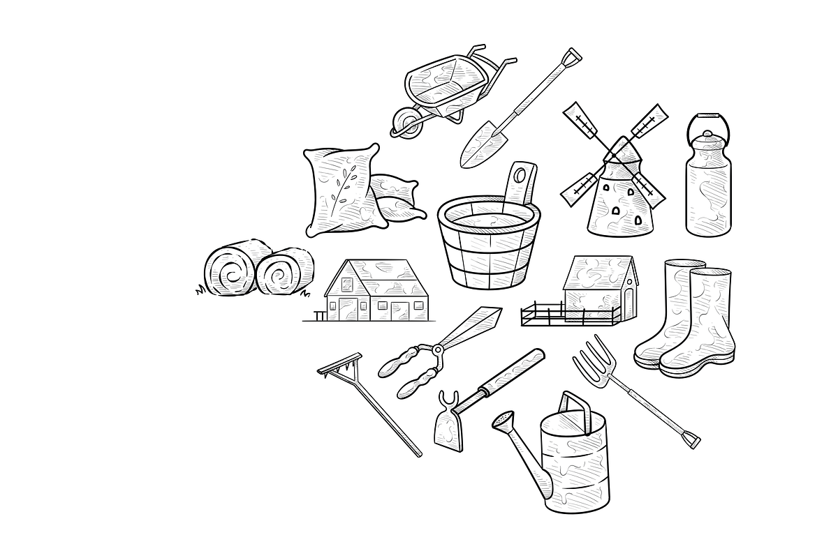 farming handdrawn collection, an Object Graphic by nikagraphic