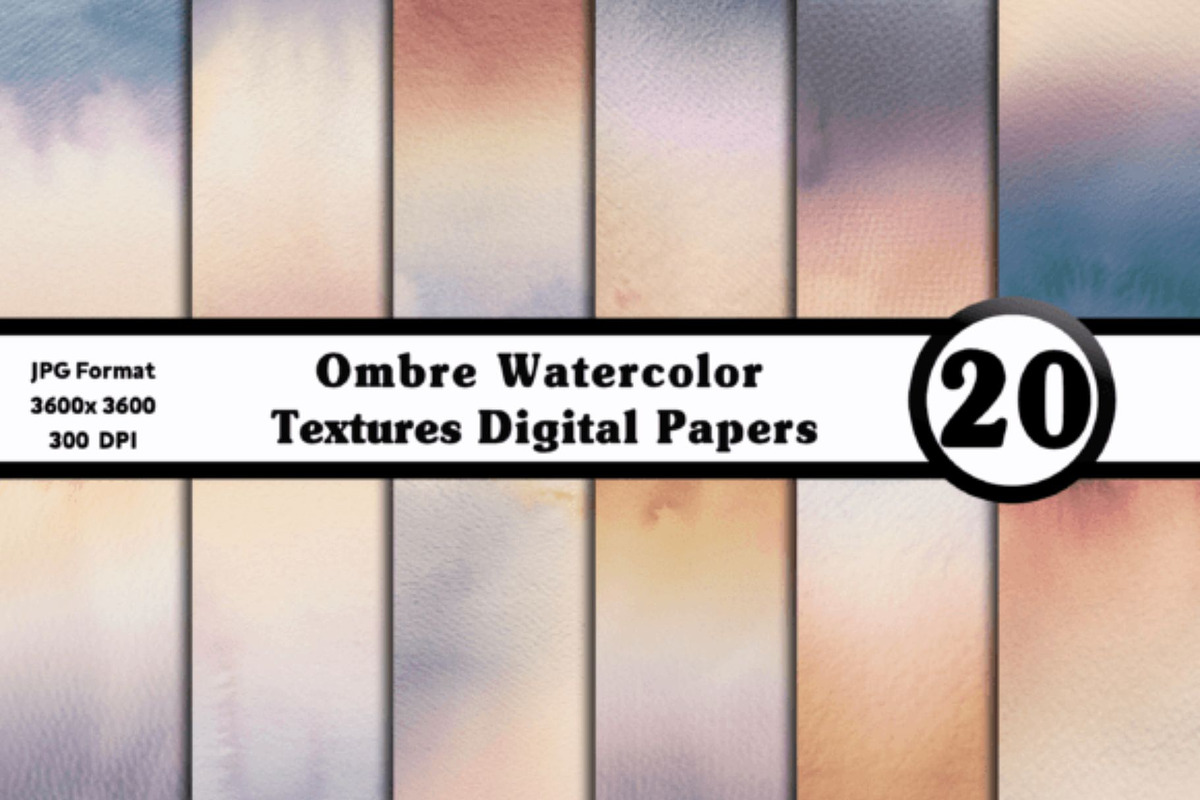 Ombre Watercolor Digital Textures, a Texture Graphic by Dizzy Art Studio