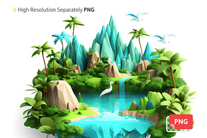 Tropical Island Isometric Low Poly