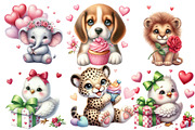 Cute Valentine Animal Clipart Bundle, an Illustration by Designworld (Thumbnail 5 of 5)