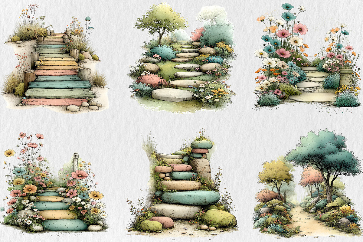 Whimsical Summer Pathway Clipart, a Seasonal Illustration by Rose Art (Photo 3 of 5)