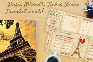 Paris Wedding Invite Tickets 1, an Invitation Template by Pingebat