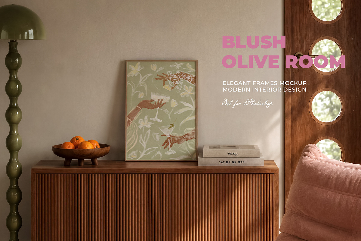 Blush Olive Room Frames Mockups, a Household Mockup by Muse Mockups (Photo 19 of 19)