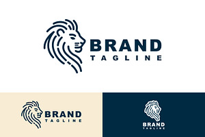 Line Art Lion Head Logo Design, a Branding & Logo Template by Saba Vector
