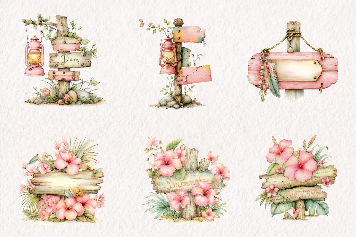 Summer Wooden Signs, an Illustration by CreationArt (Photo 6 of 7)