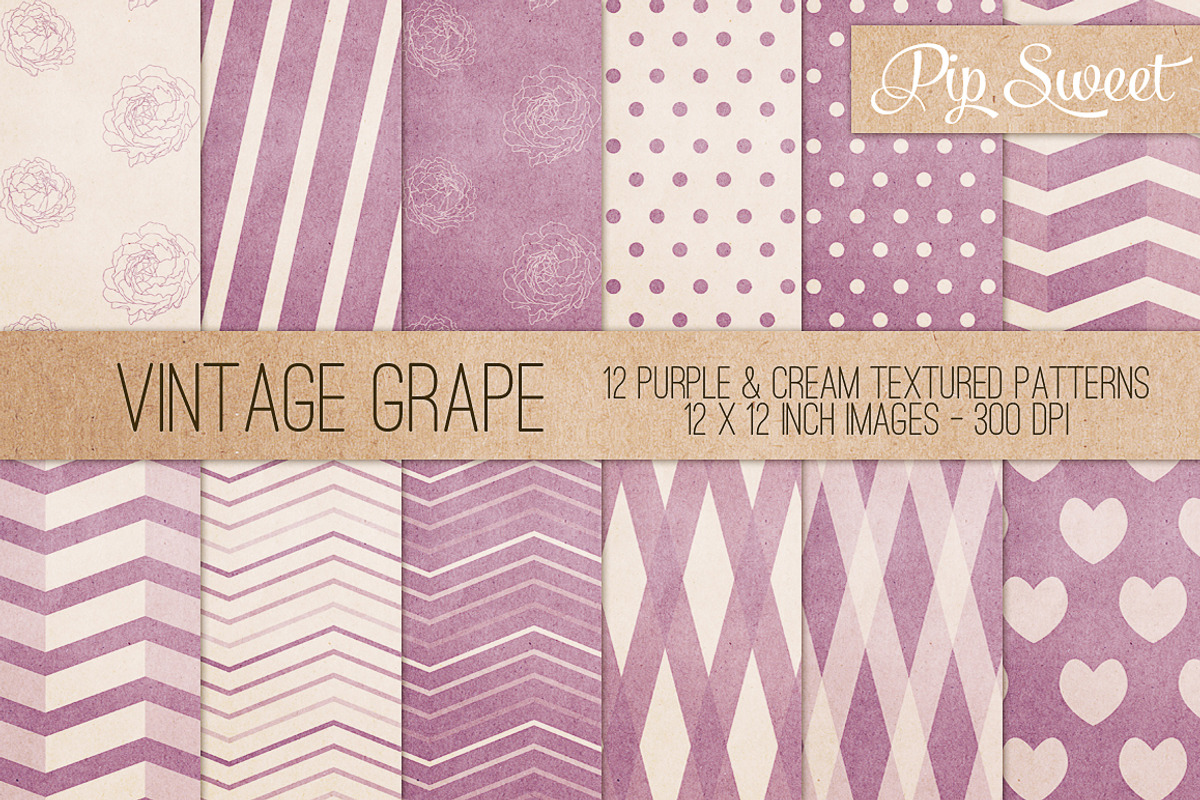 Vintage Grape 12 Pattern Set
