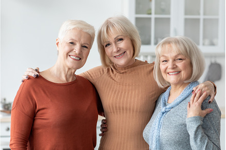 Portrait of happy elderly ladies, a Person Photo by Prostock-Studio