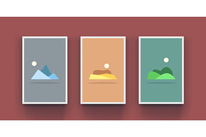three abstract landscapes in set, an Illustration by IfH