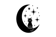 50 Cat Moon Silhouette Vector Bundle, an Illustration by jahid234 (Thumbnail 46 of 51)