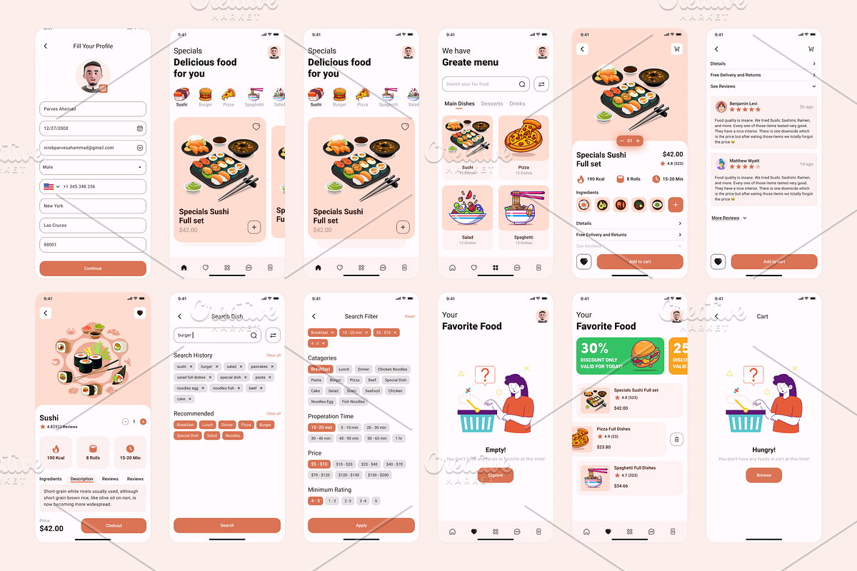 Food Delivery Mobile UI Kit, a Templates & Theme by Ace UI/UX (Photo 3 of 8)