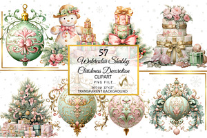 Watercolor Christmas Decor Clipart