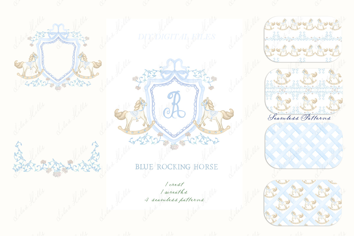 Blue Rocking Horse Newborn Boy, a Graphic by LABFcreations