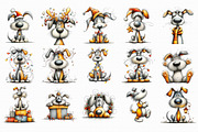 Funny Christmas Dog Clipart, an Illustration by Libby Wishes (Thumbnail 5 of 7)