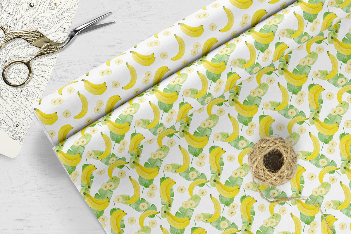 Watercolor Banana Seamless Pattern, a Pattern Graphic by Oksana Dovhopol Art (Photo 9 of 11)