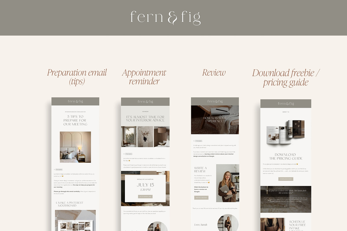 Earthy Flodesk Email Templates for Interior Designers