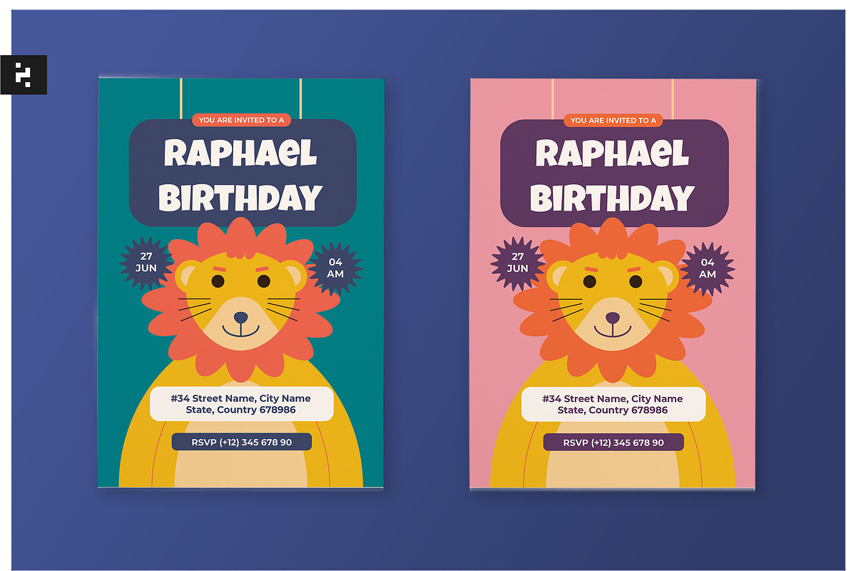 Lion Theme Kids Birthday Invitation, an Invitation Template by Neermana (Photo 1 of 4)