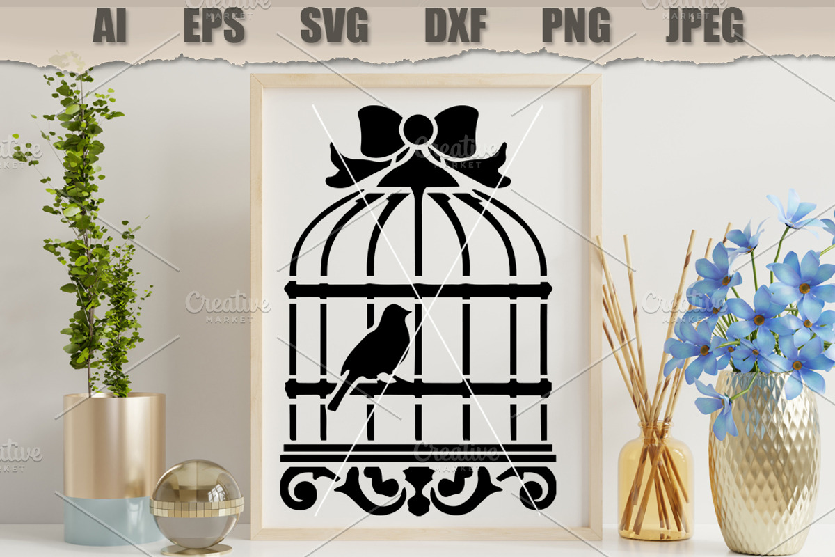 Stencil Vintage Birdcage, a Decorative Illustration by MARYCRAFTIRIA (Photo 3 of 3)