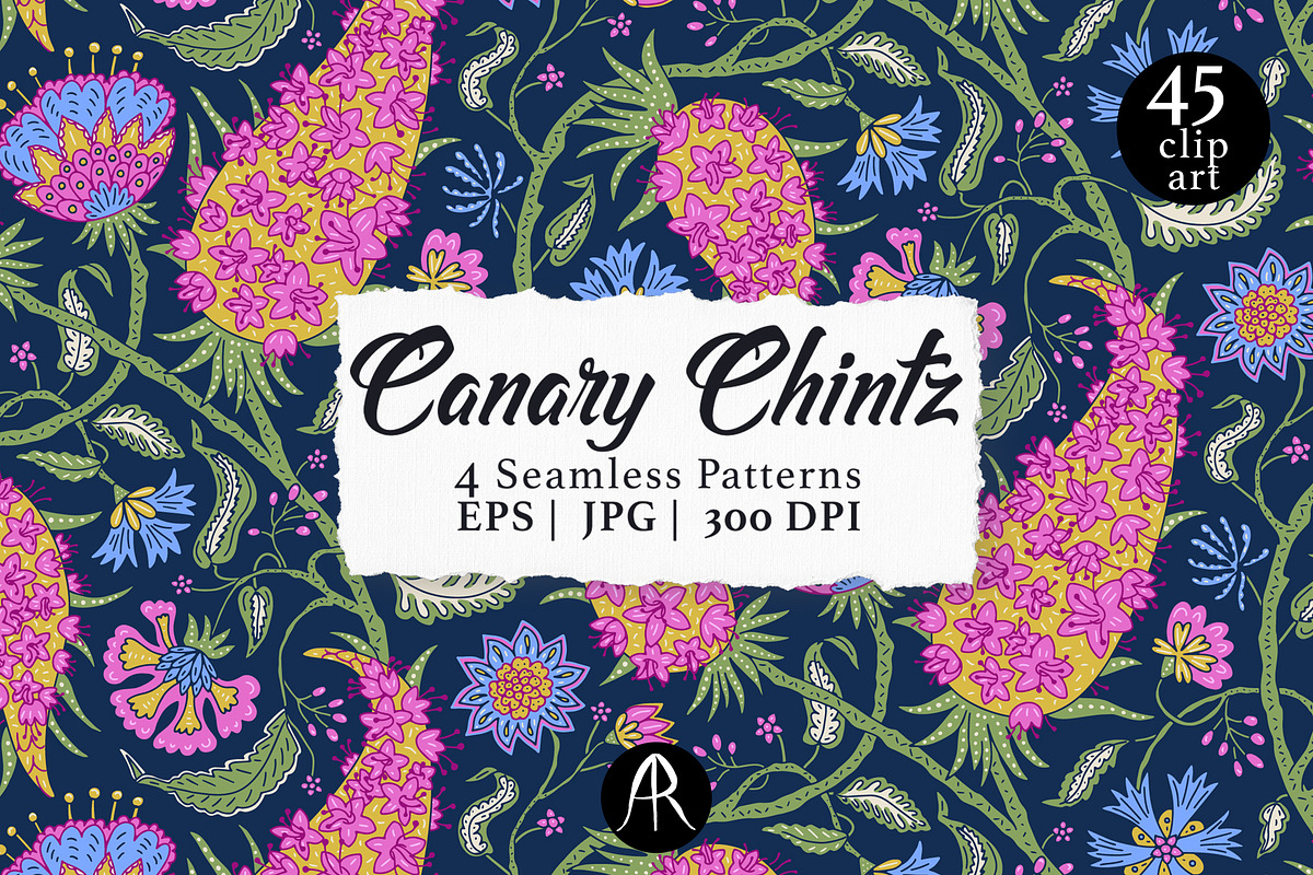 Vintage Jacobean Chintz Patterns, a Pattern Graphic by Rose Design (Photo 1 of 8)