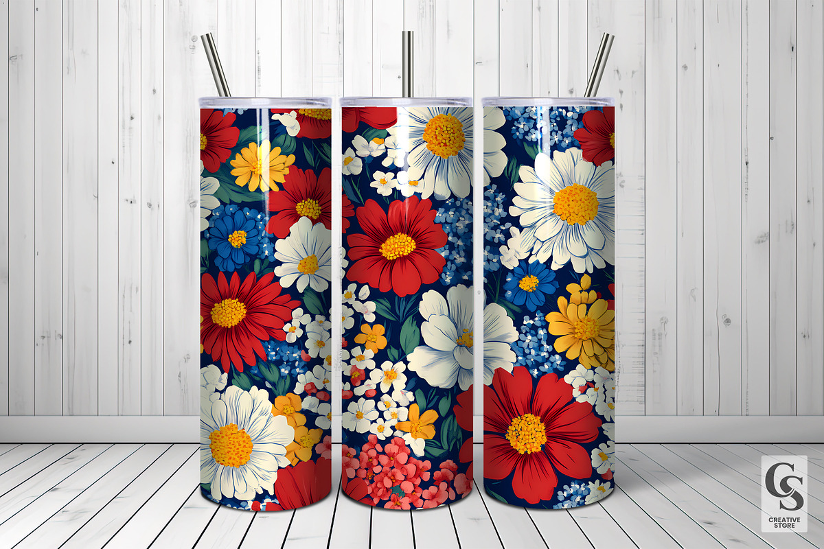 Bold Patriotic Flowers Digital Paper, a Pattern Graphic by Creative Store (Photo 4 of 5)
