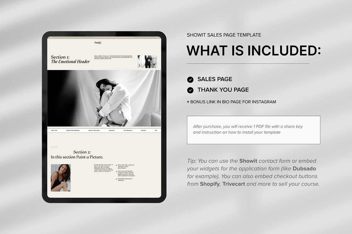 Showit Sales page template, a Landing Page Template by Digital&Chic (Photo 3 of 7)