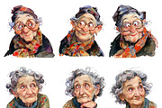 Watercolor Quirky Old Woman Clipart, a Person Illustration by Design Scotch (Thumbnail 3 of 7)