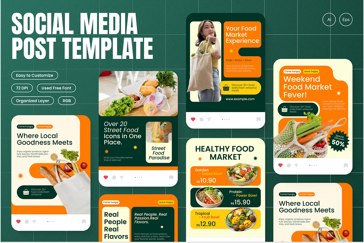 Food Market Instagram Post, a Social Media Template by Annora Studio (Photo 1 of 6)