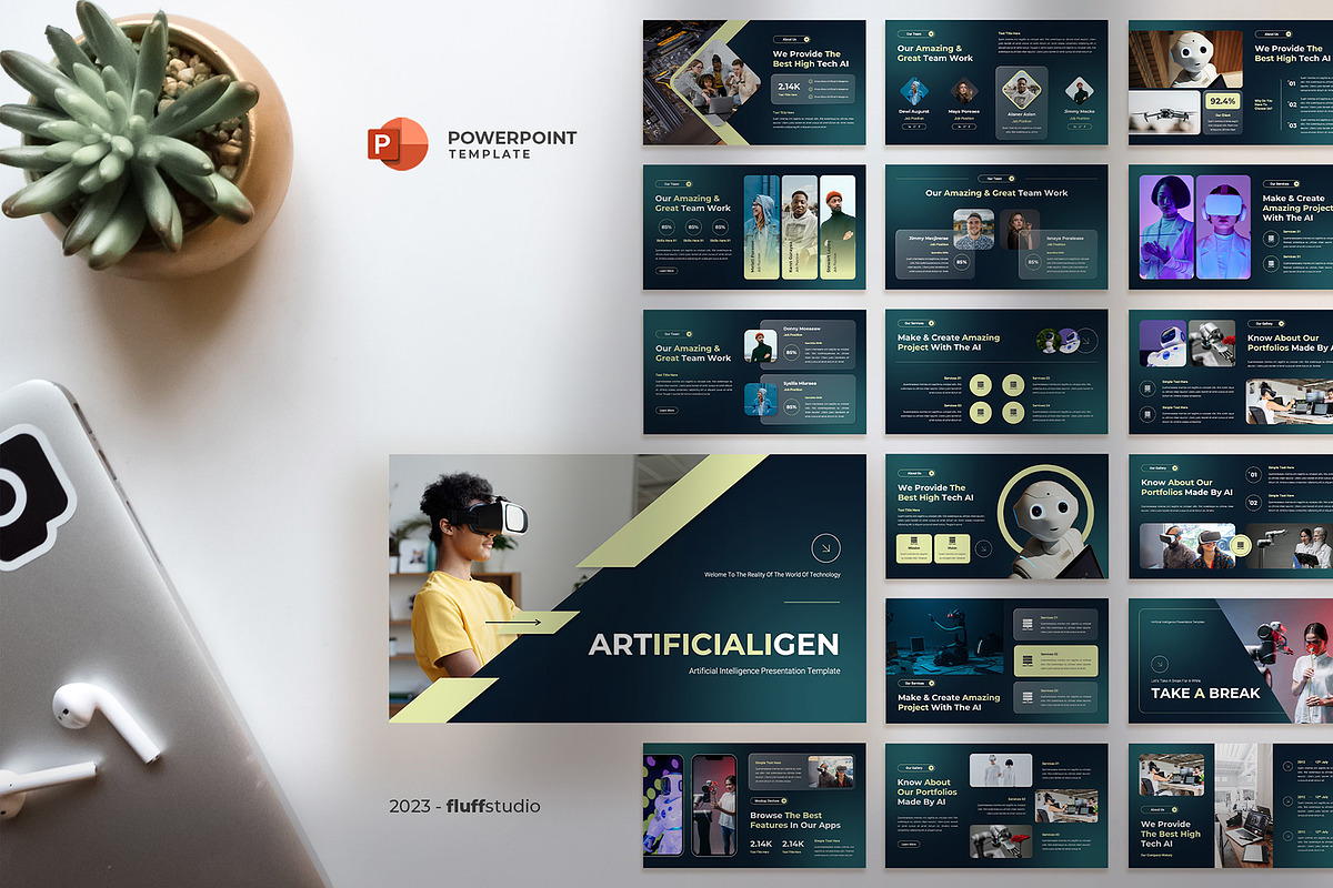 Artificial Intelligence Powerpoint, a Presentation Template by fluffstudio (Photo 1 of 4)