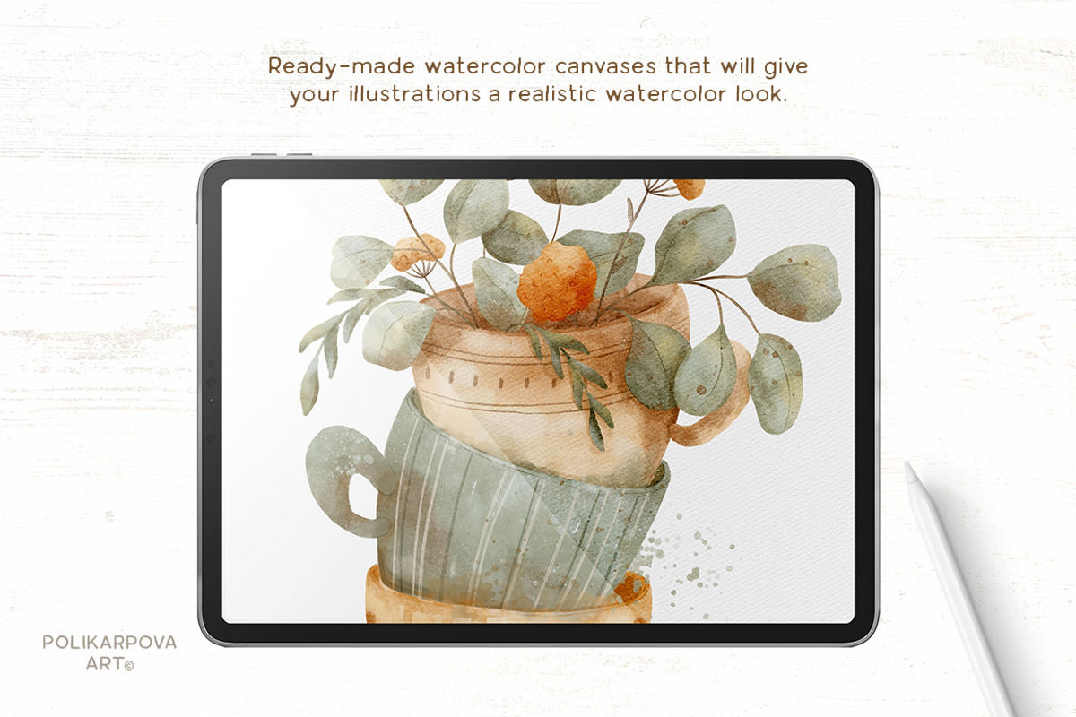 Delicate Watercolor Brushes & Canvas, a Brush Add-On by polikarpovaart (Photo 5 of 16)